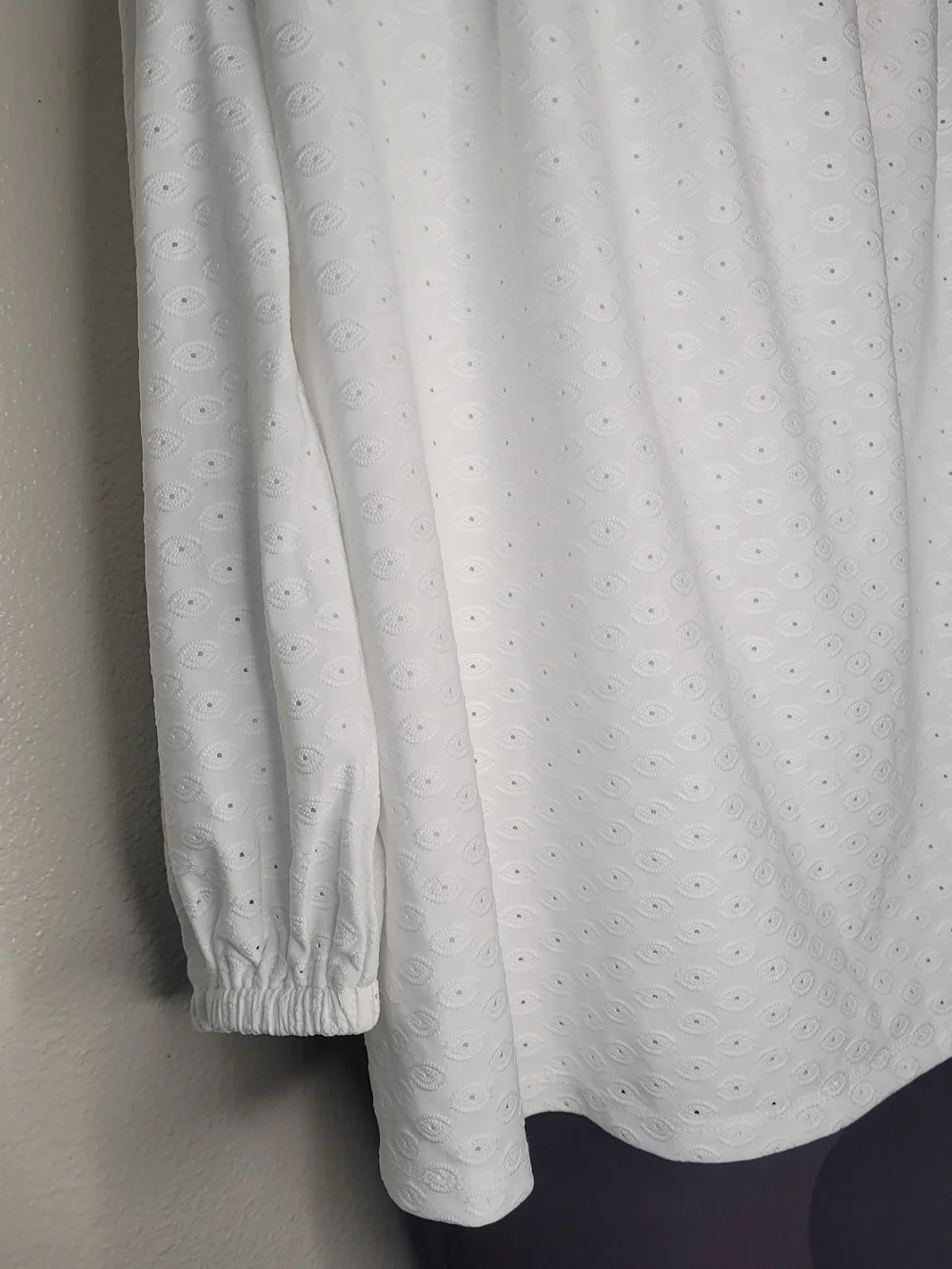 Michael Kors White Off-Shoulder Eyelet Shirt 3X Large